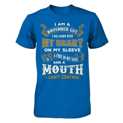 I'm A November Guy I Was Born With My Heart Birthday-T-Shirt & Hoodie-Classic T-Shirt-Royal