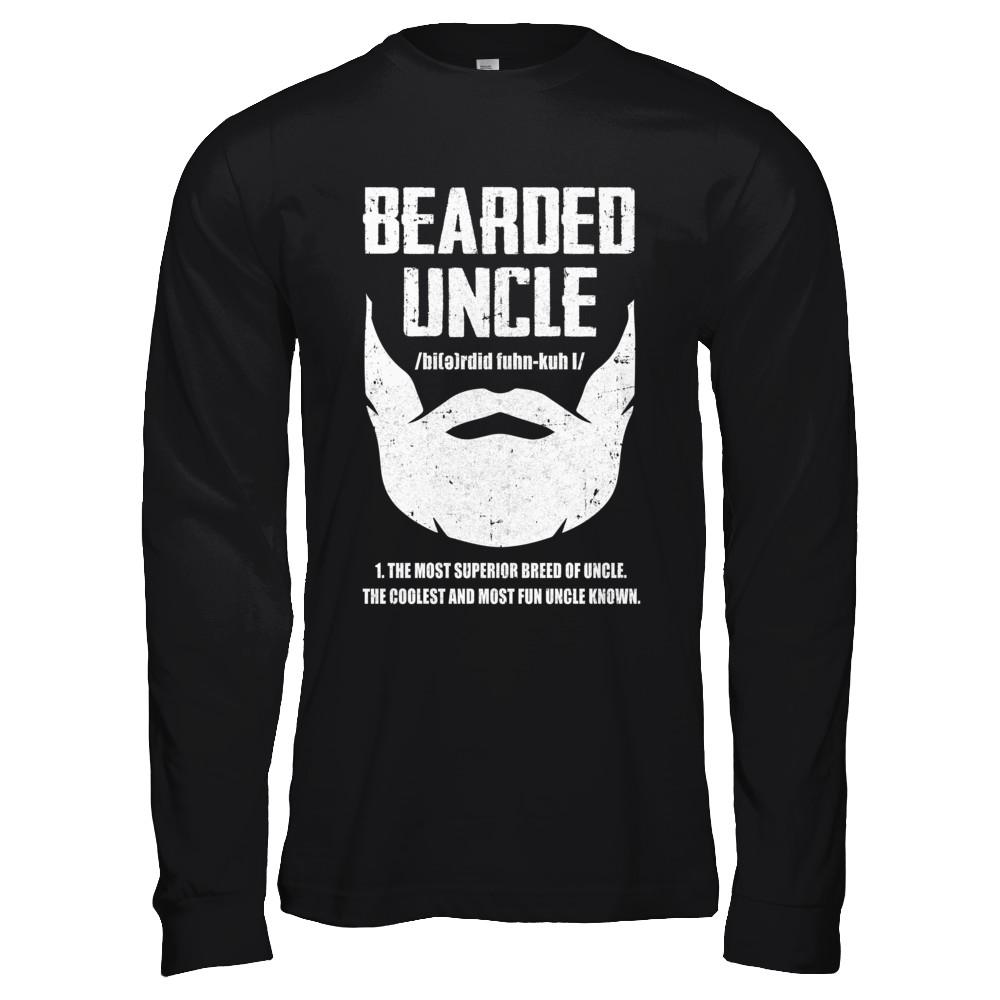 Bearded Funcle Funny Uncle Beard Definition-T-Shirt & Hoodie-Long Sleeve T-Shirt-Black