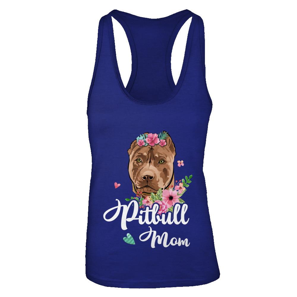 Pit bull Mom Funny Dog Mom Gift Idea-T-Shirt & Tank Top-Women's Ideal Racerback Tank-Royal