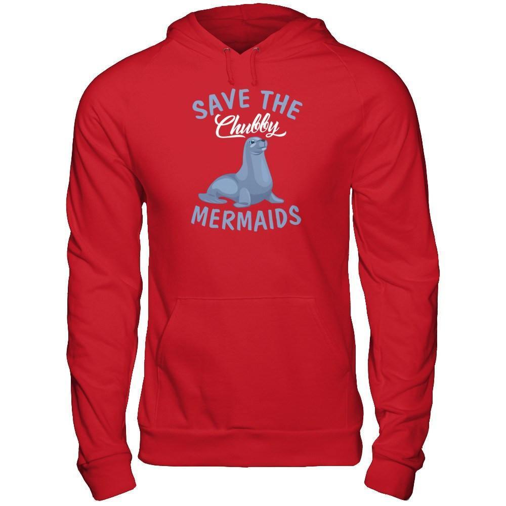 Save The Chubby Mermaids-T-Shirt & Tank Top-Pullover Hoodie-Red
