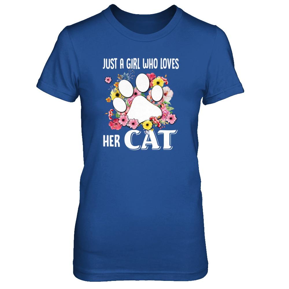 Just A Girl Who Loves Her Cat-T-Shirt & Tank Top-Women's T-Shirt-Royal
