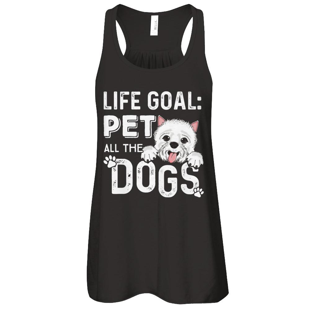 Life Goal Pet All The Dogs-T-Shirt & Tank Top-Women's Flowy Racerback Tank-Black