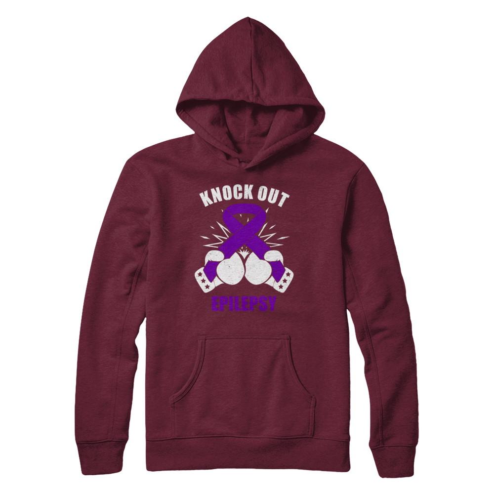 Boxing knock out Epilepsy Awareness Support-T-Shirt & Hoodie-Pullover Hoodie-Maroon