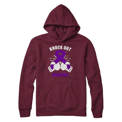 Boxing knock out Epilepsy Awareness Support-T-Shirt & Hoodie-Pullover Hoodie-Maroon