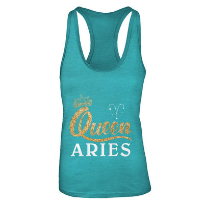 Queen Aries Zodiac March April Birthday Gift-T-Shirt & Tank Top-Women's Ideal Racerback Tank-Tahiti Blue