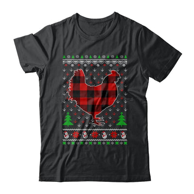 Funny Holiday Chicken Red Plaid Ugly Christmas Sweater-T-Shirt & Sweatshirt-Classic T-Shirt-Black