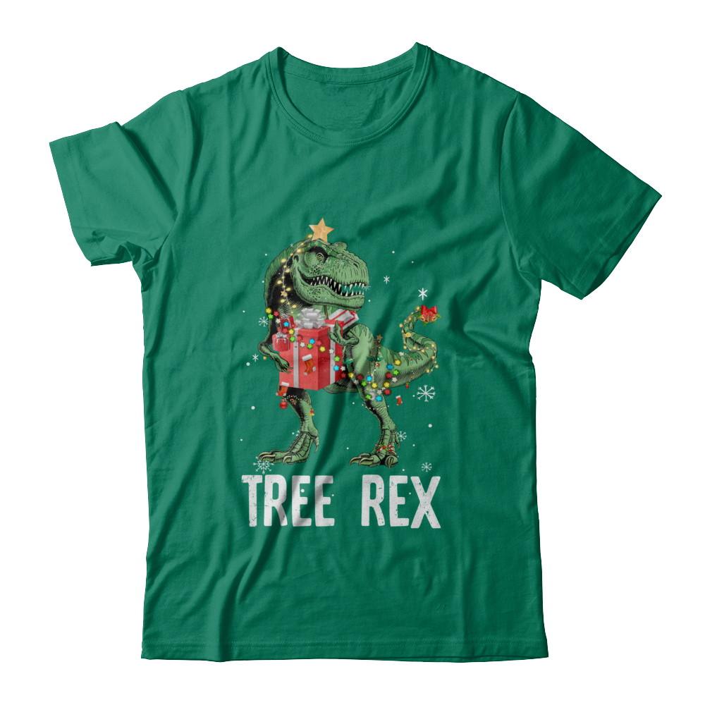 Christmas Tree For Kids Boys T Rex Dinosaur Xmas Gifts-T-Shirt & Sweatshirt-Classic T-Shirt-Kelly Green
