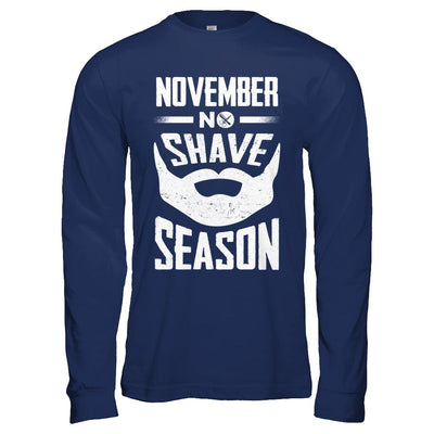 November No Shave Season Vintage Beard-T-Shirt & Hoodie-Long Sleeve T-Shirt-Navy