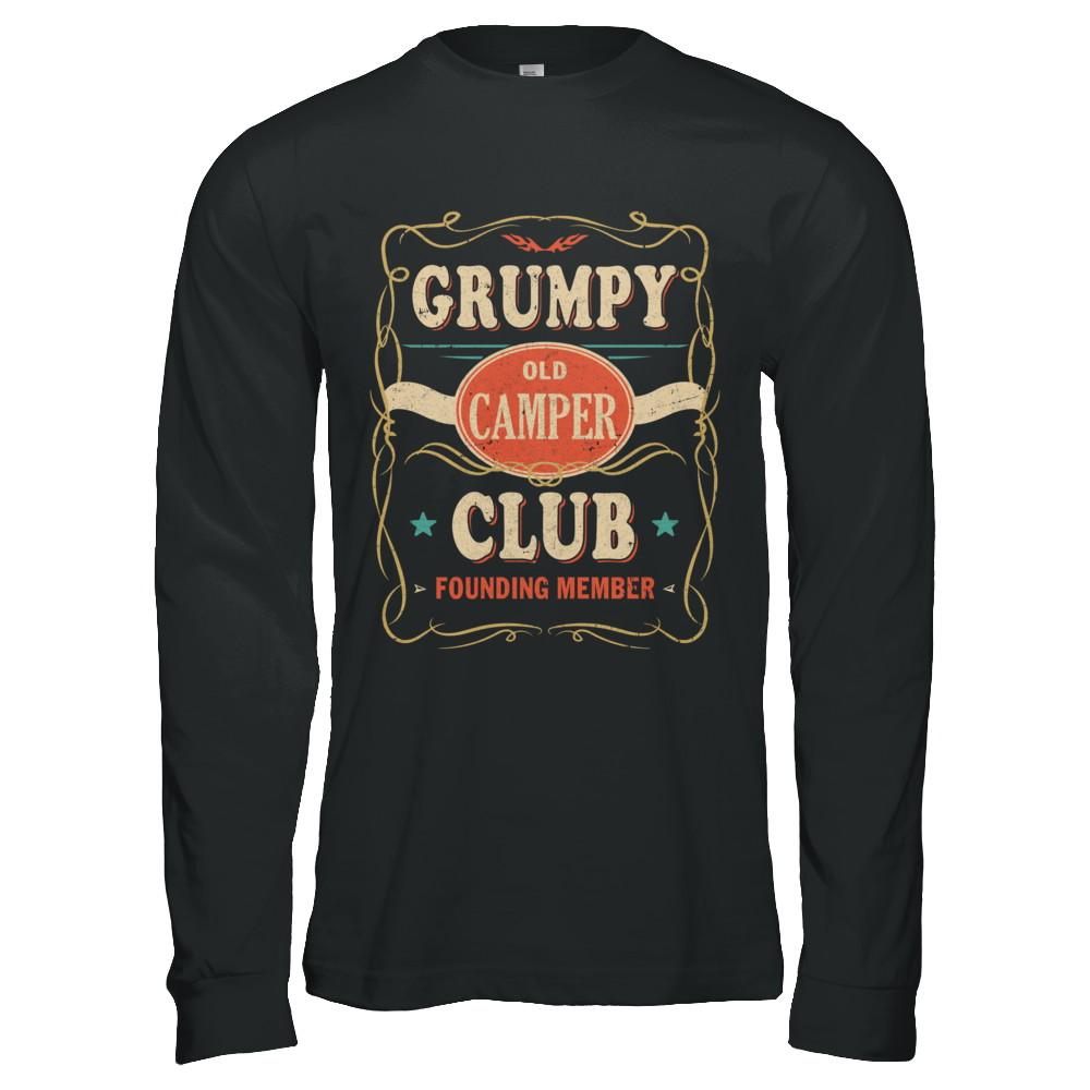 Grumpy Old Camper Club Founding Member Papa Camping-T-Shirt & Hoodie-Long Sleeve T-Shirt-Black