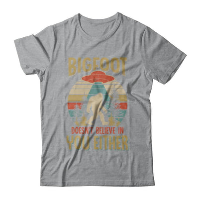 Retro Bigfoot Doesn't Believe In You Either UFO-T-Shirt & Hoodie-Classic T-Shirt-Sport Grey