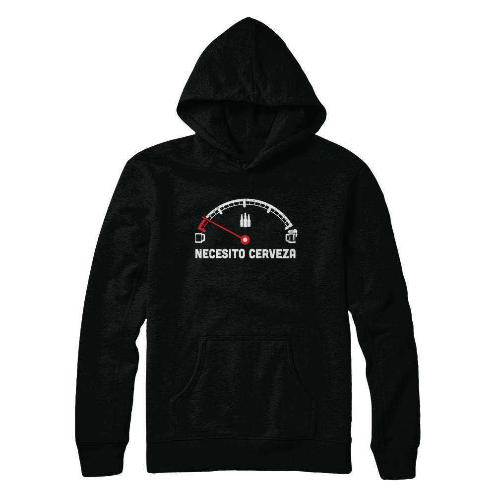 Funny Saying Cars Necesito Cerveza I Need Beer-T-Shirt & Hoodie-Pullover Hoodie-Black