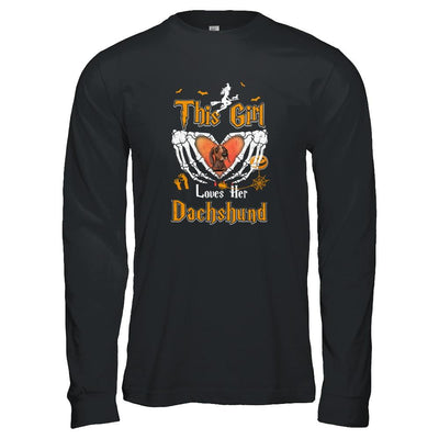 This Girl Love Her Dog Dachshund Halloween-T-Shirt & Tank Top-Long Sleeve T-Shirt-Black