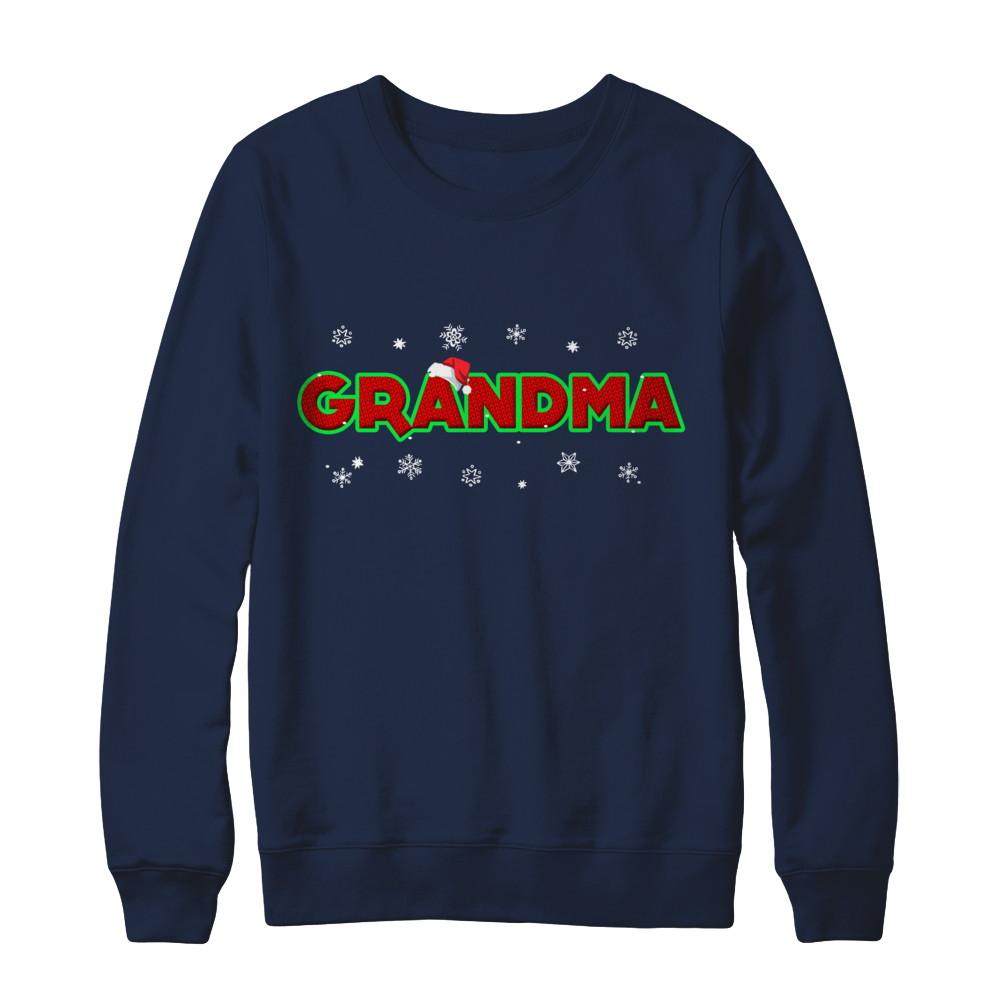 Grandma Christmas Santa Ugly Sweater Gift-T-Shirt & Sweatshirt-Crewneck Sweatshirt-Navy