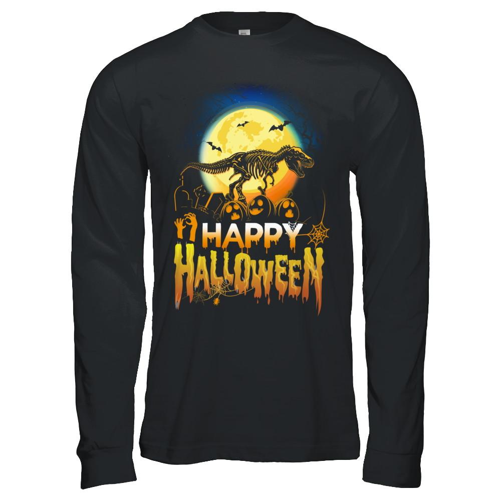 Saurus T Rex Dinosaur Halloween-T-Shirt & Hoodie-Long Sleeve T-Shirt-Black