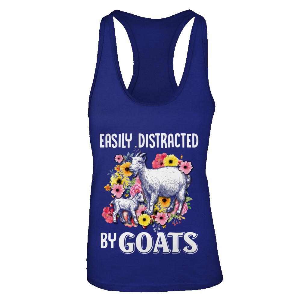 Easily Distracted By Goats-T-Shirt & Tank Top-Women's Ideal Racerback Tank-Royal