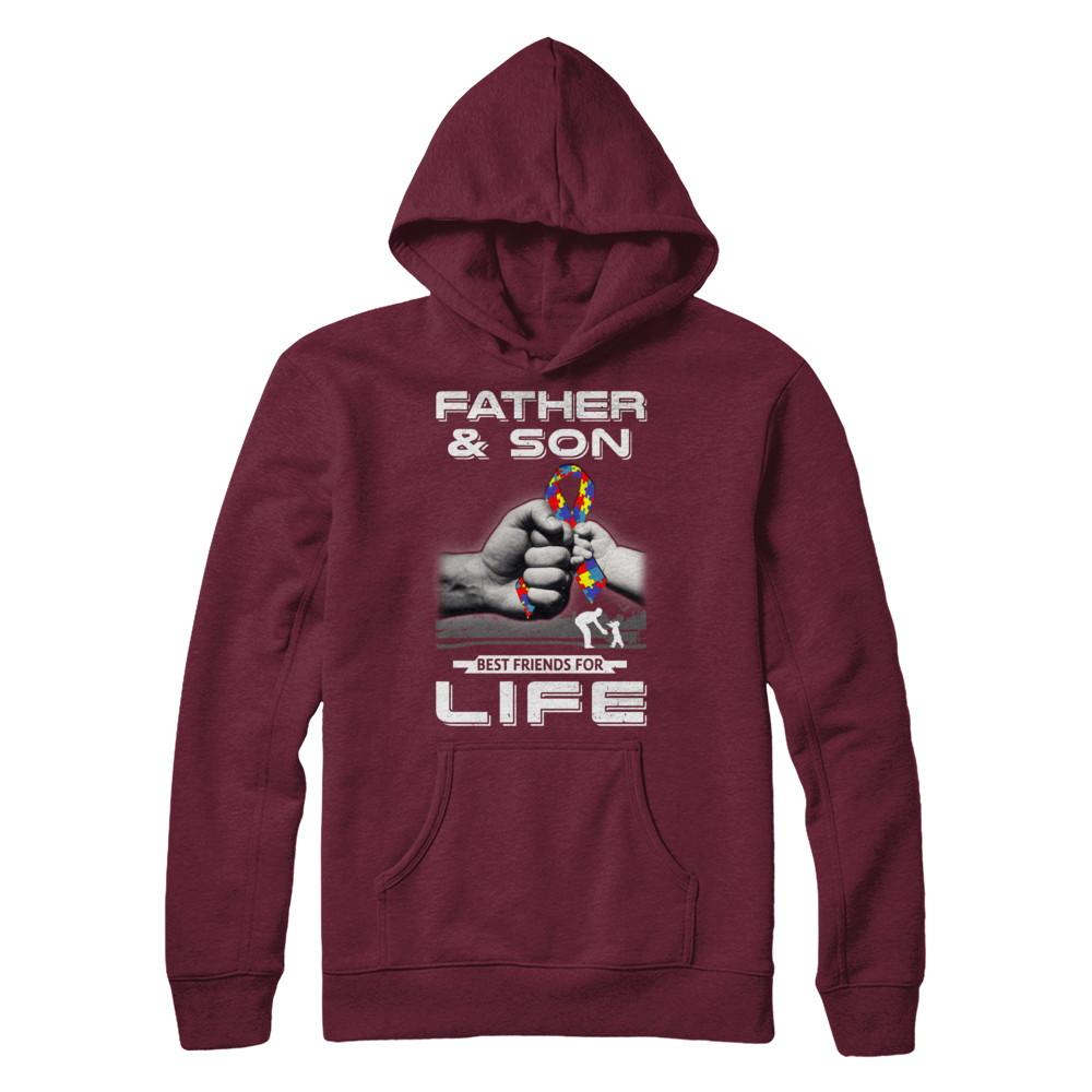 Autism Awareness Father And Son Best Friends For Life-T-Shirt & Hoodie-Hanes - Heavyweight Pullover Hoodie-Maroon