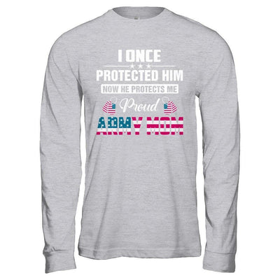 I Once Protected Him He Protects Me Proud Army Mom-T-Shirt & Hoodie-Long Sleeve T-Shirt-Sport Grey