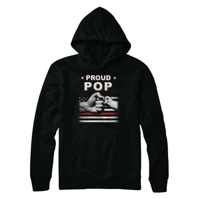 Proud Pop Fireman Firefighter Thin Red Line Flag Fathers Day-T-Shirt & Hoodie-Pullover Hoodie-Black