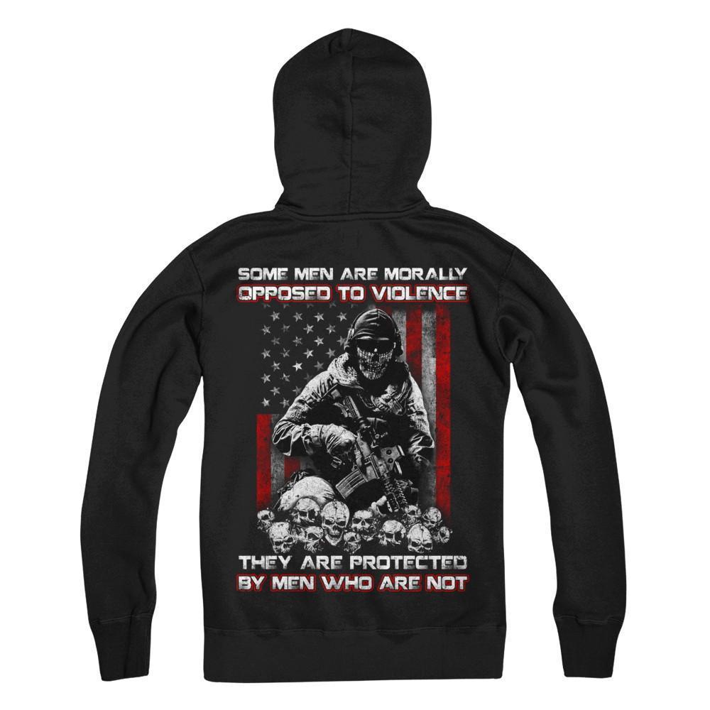 Veteran Men Opposed To Violence They Are Protected By Men Who Are Not-T-Shirt & Hoodie-Pullover Hoodie-Black