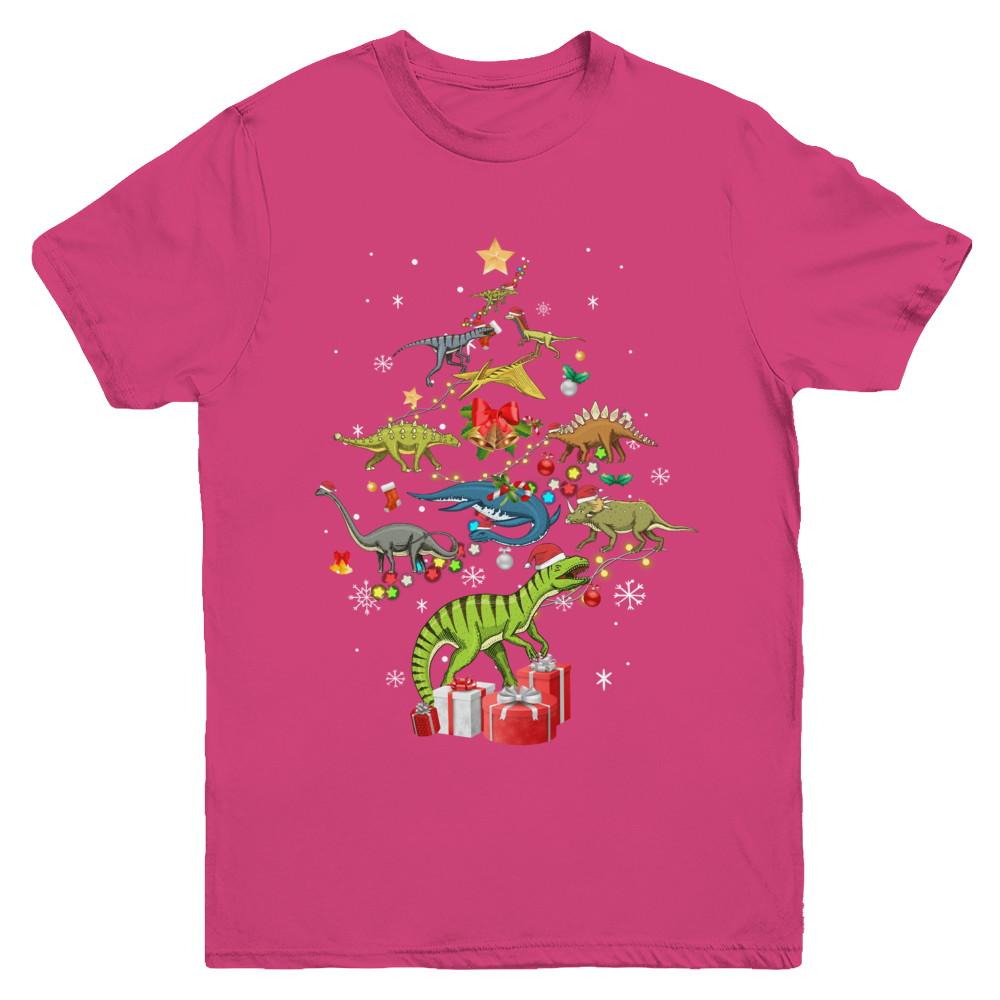 Tree Rex Funny Dinosaur Christmas Tree Kids Gift Youth-Youth Shirt-Youth T-Shirt-Heliconia