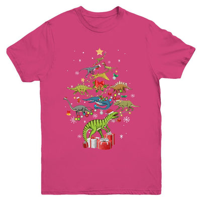 Tree Rex Funny Dinosaur Christmas Tree Kids Gift Youth-Youth Shirt-Youth T-Shirt-Heliconia