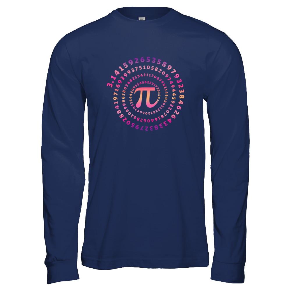 Pi Spiral Novelty-T-Shirt & Hoodie-Long Sleeve T-Shirt-Navy