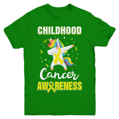 Childhood Cancer Awareness Cute Unicorn Warrior Youth-Youth Shirt-Youth T-Shirt-Irish Green