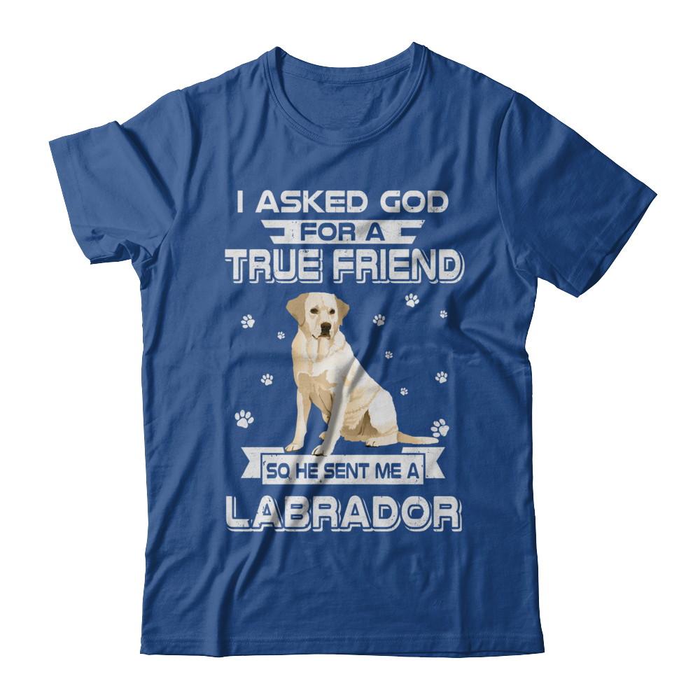 I Asked God For A True Friend So Sent Me Labrador Dog-T-Shirt & Hoodie-Classic T-Shirt-Royal