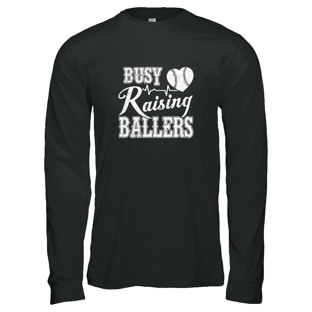 Busy Raising Ballers Baseball-T-Shirt & Tank Top-Long Sleeve T-Shirt-Black