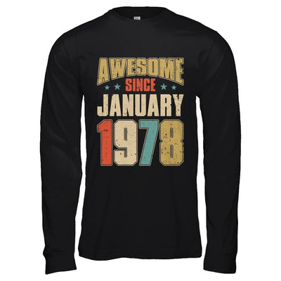 Vintage Retro Awesome Since January 1978 43th Birthday-T-Shirt & Hoodie-Long Sleeve T-Shirt-Black