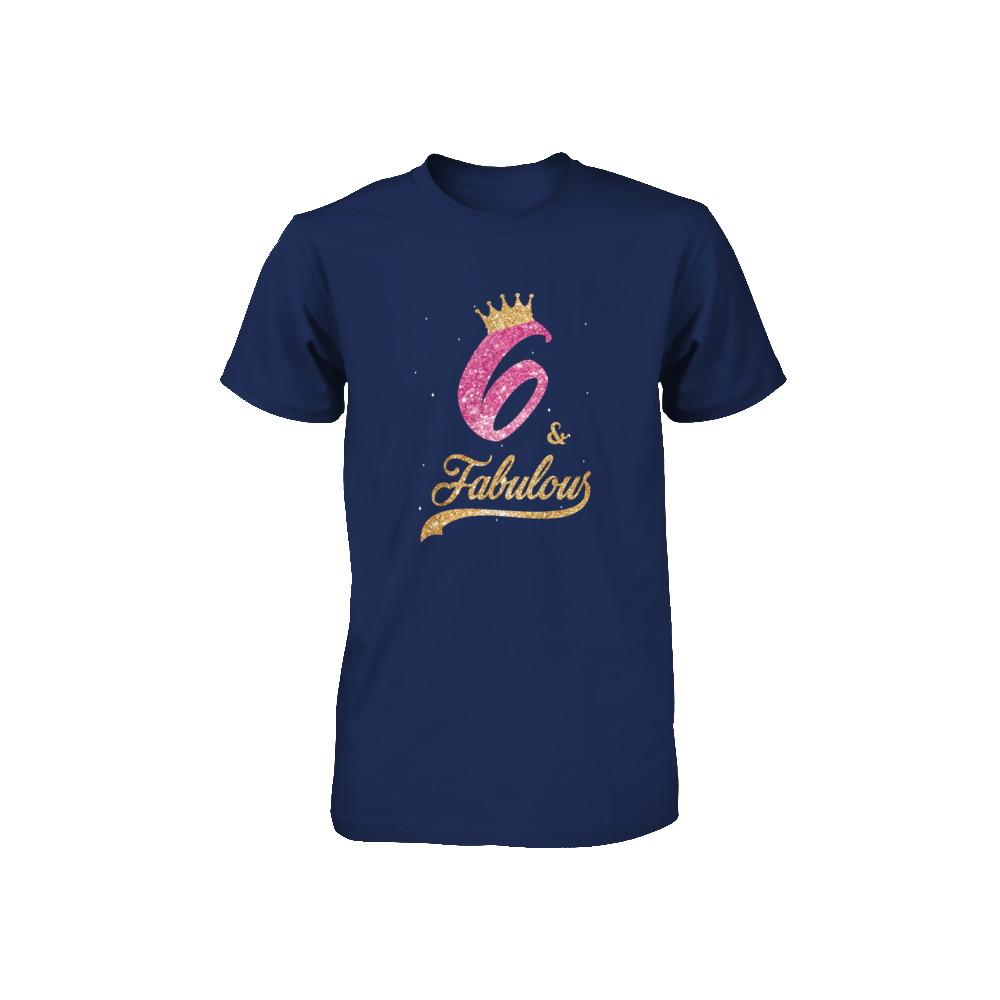 6Th And Fabulous Six Birthday Youth-Youth Shirt-Youth T-Shirt-Navy