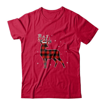 Red Plaid Deer Santa Hat Christmas Buffalo Plaid-T-Shirt & Sweatshirt-Classic T-Shirt-Red
