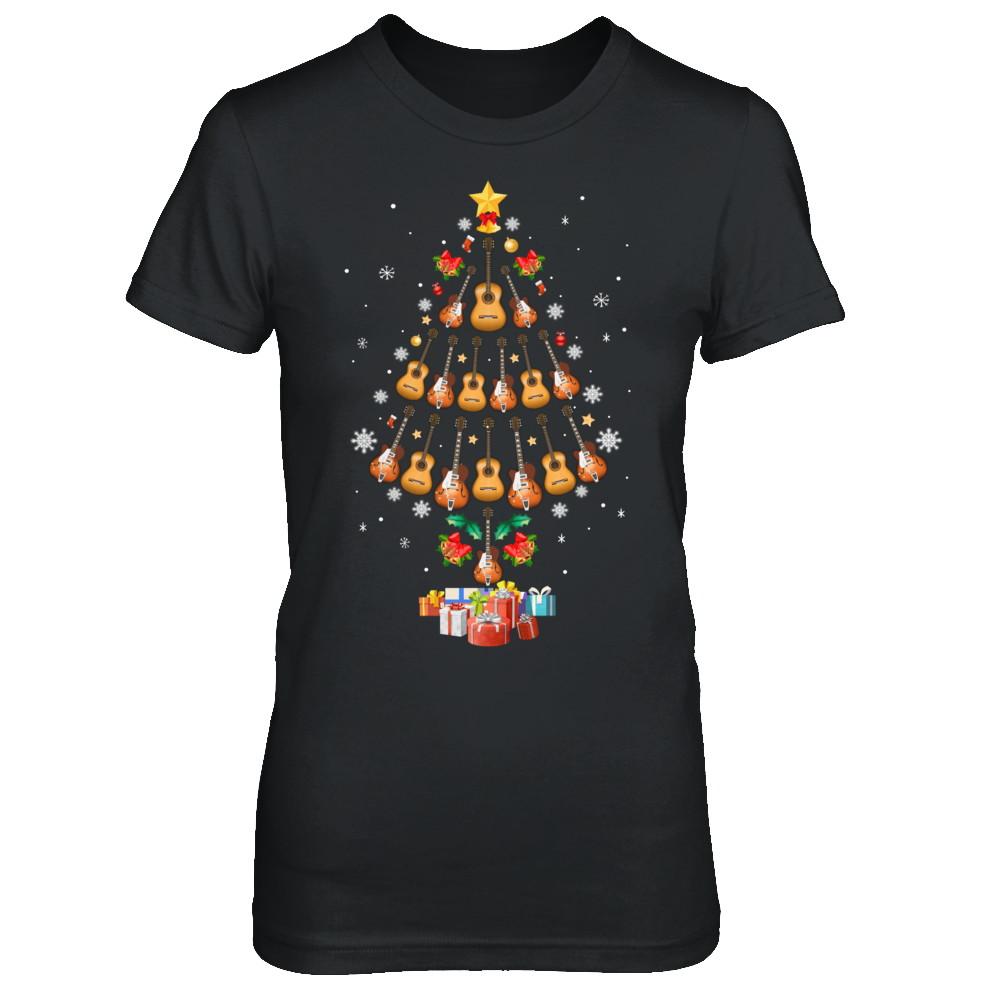 Music Guitar Christmas Tree Merry Xmas Gift-T-Shirt & Sweatshirt-Women's T-Shirt-Black