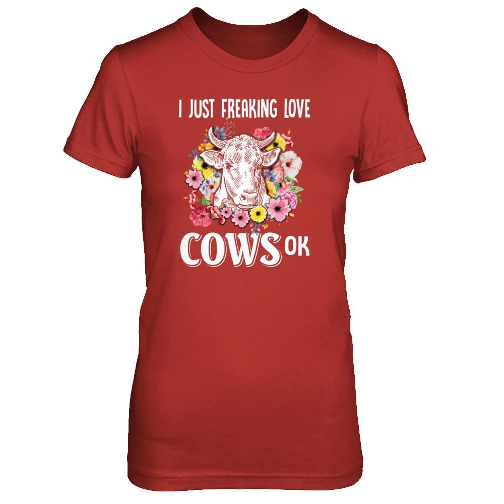 I Just Freaking Love Cows-T-Shirt & Tank Top-Women's T-Shirt-Red