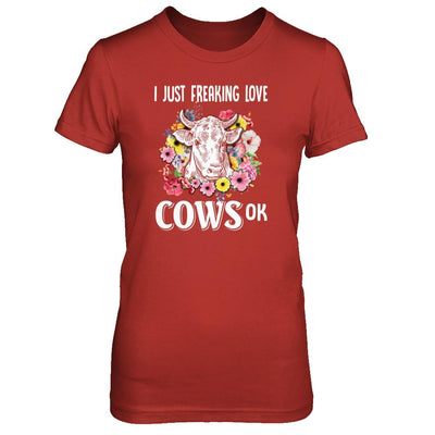 I Just Freaking Love Cows-T-Shirt & Tank Top-Women's T-Shirt-Red