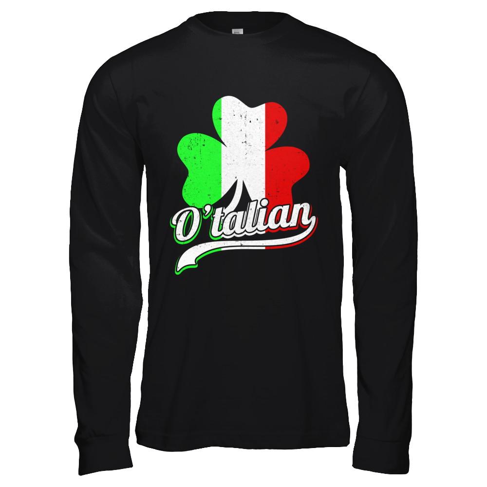 O'talian Italy Flag Italia Italian St Patricks Day-T-Shirt & Hoodie-Long Sleeve T-Shirt-Black