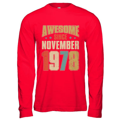 Vintage Retro Awesome Since November 1978 43th Birthday-T-Shirt & Hoodie-Long Sleeve T-Shirt-Red