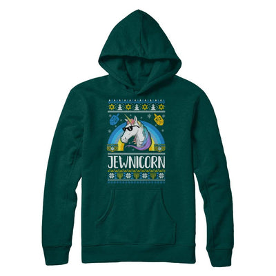 Jewnicorn Funny Jewish Unicorn Hanukkah Chanukah Sweater-T-Shirt & Sweatshirt-Pullover Hoodie-Deep Forest