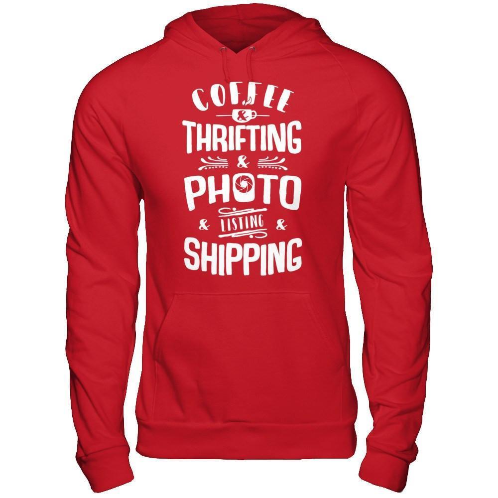 Coffee Thrifting Photos Listing Shipping-T-Shirt & Hoodie-Pullover Hoodie-Red