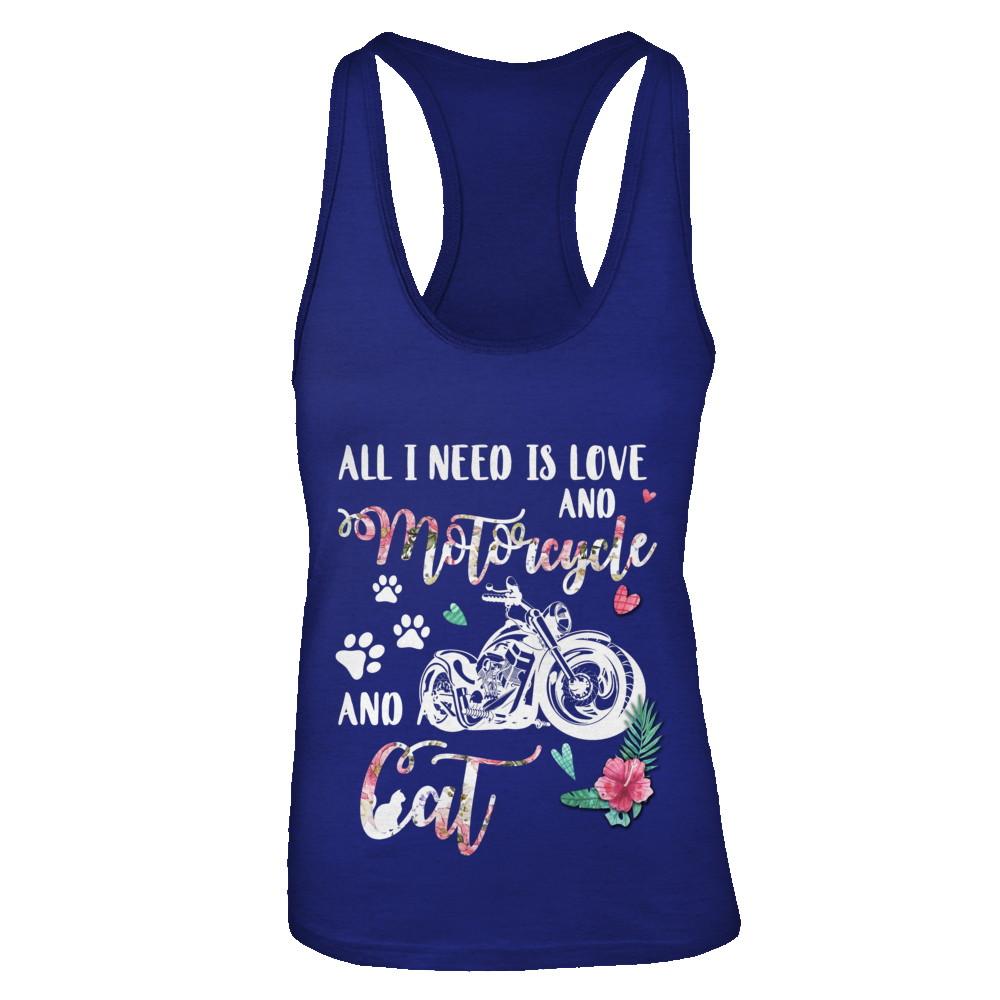 All I Need Is Love And A Motorcycle And A Cat-T-Shirt & Tank Top-Women's Ideal Racerback Tank-Royal