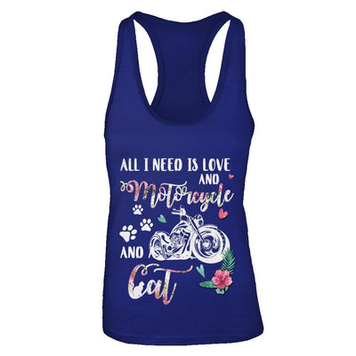 All I Need Is Love And A Motorcycle And A Cat-T-Shirt & Tank Top-Women's Ideal Racerback Tank-Royal