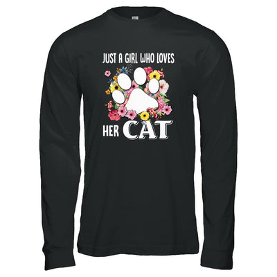 Just A Girl Who Loves Her Cat-T-Shirt & Tank Top-Long Sleeve T-Shirt-Black