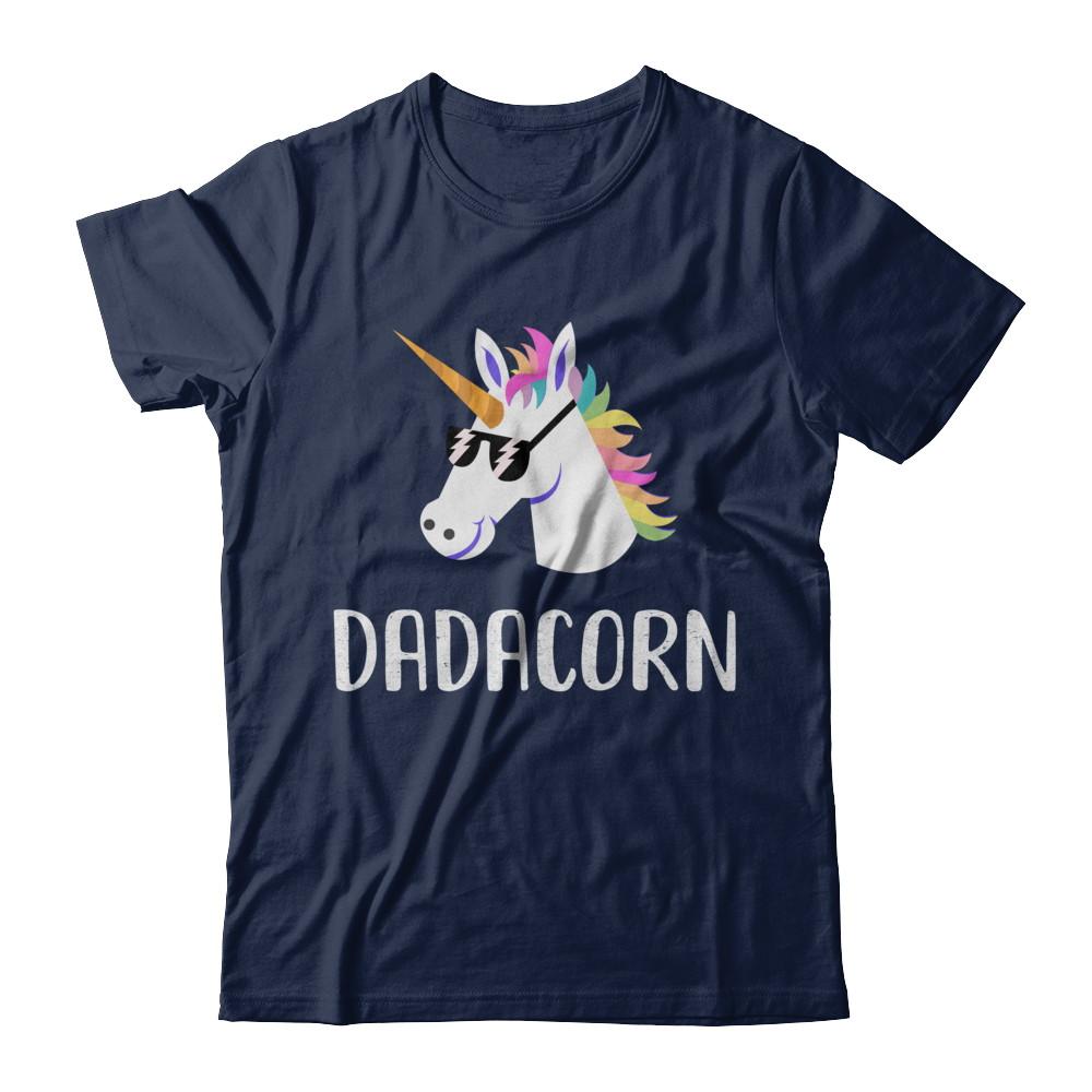 Unicorn Dad And Baby Dadacorn Daddy Fathers Day Gift-T-Shirt & Hoodie-Classic T-Shirt-Navy