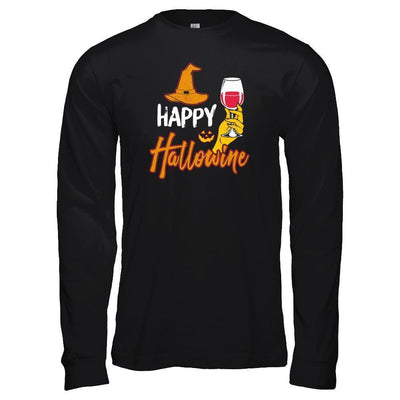 Halloween Happy Hallowine For Wine Lover-T-Shirt & Tank Top-Long Sleeve T-Shirt-Black