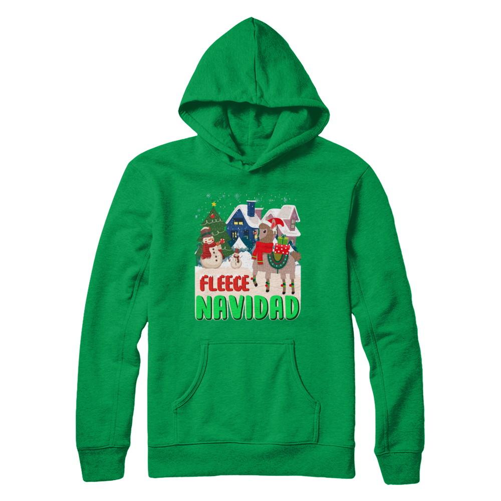 Fleece Navidad Llama Christmas Gifts Spanish-T-Shirt & Sweatshirt-Pullover Hoodie-Irish Green
