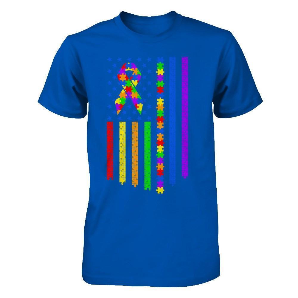 Autism Awarenes American Flag-T-Shirt & Hoodie-Premium T-Shirt-Royal