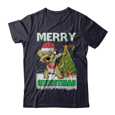 Cute Golden Retriever Claus Merry Christmas Ugly Sweater-T-Shirt & Sweatshirt-Premium T-Shirt-Midnight Navy