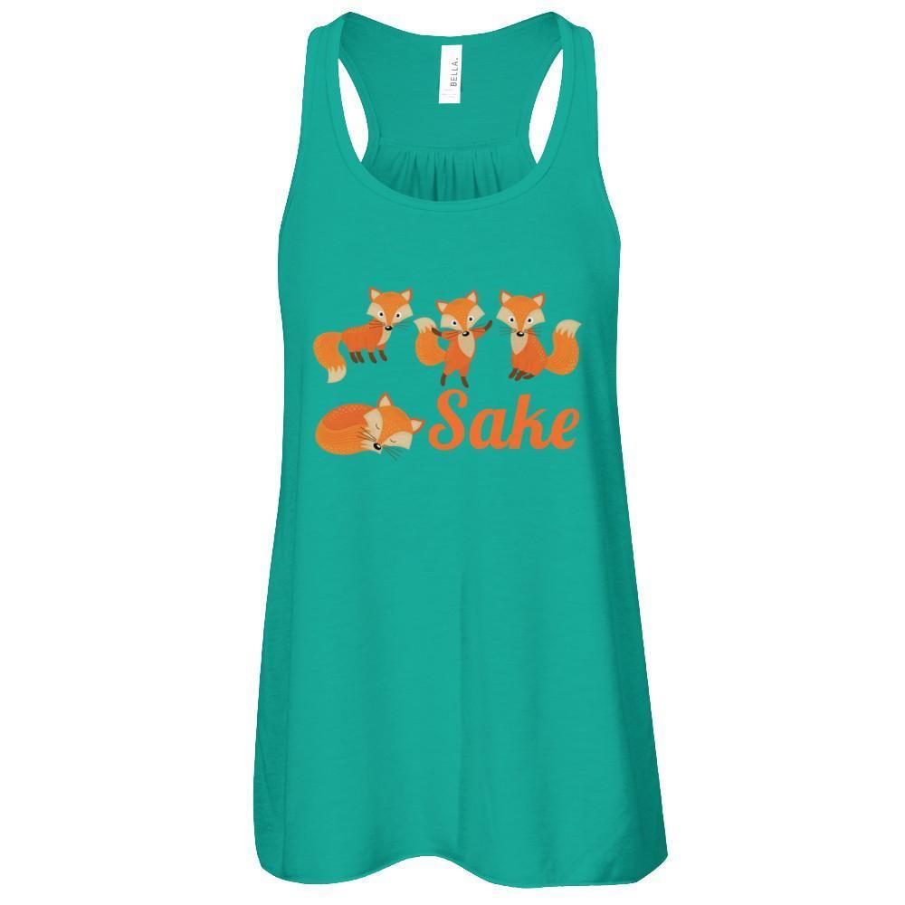 Cute Colorful For Fox Sake-T-Shirt & Tank Top-Women's Flowy Racerback Tank-Kelly