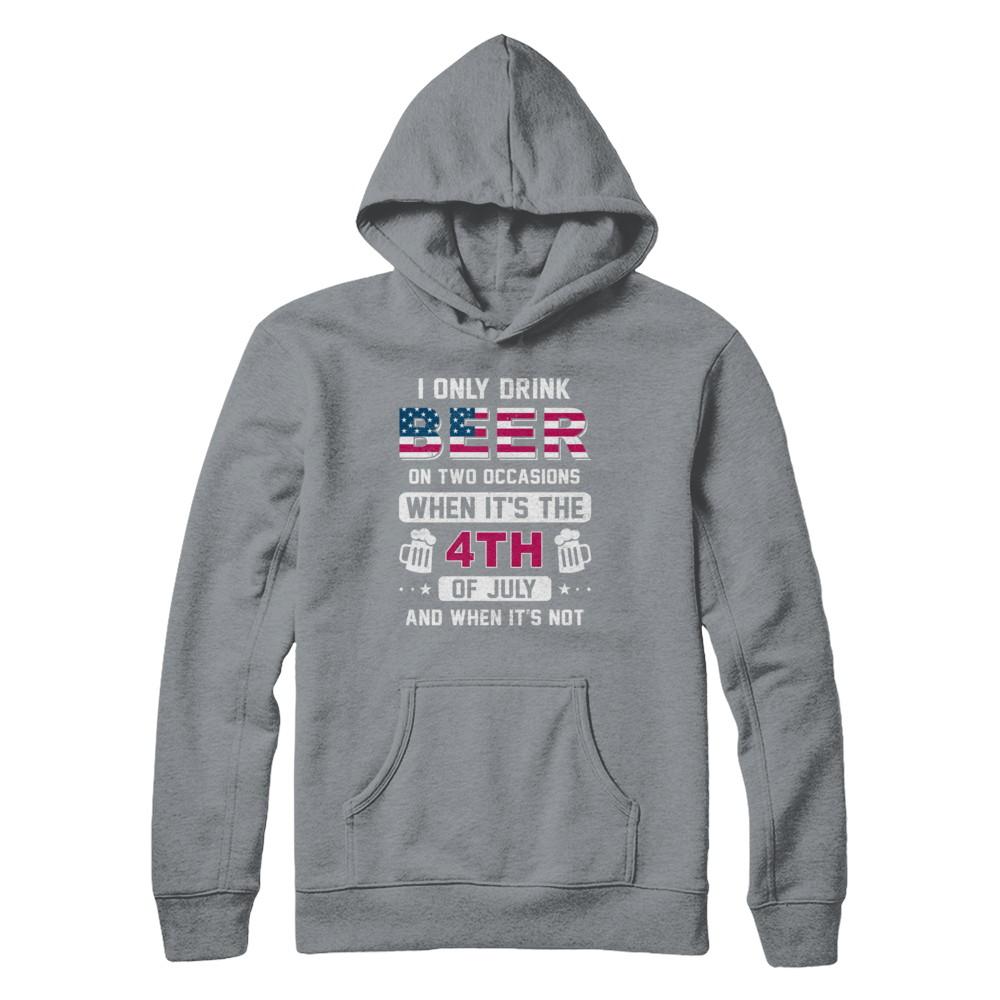 Funny Drinking Beer 4Th Of July Party American Flag-T-Shirt & Hoodie-Pullover Hoodie-Light Steel