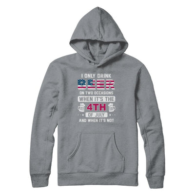 Funny Drinking Beer 4Th Of July Party American Flag-T-Shirt & Hoodie-Pullover Hoodie-Light Steel